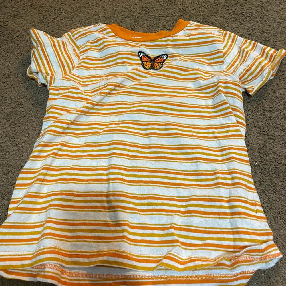 Butterfly orange striped shirt